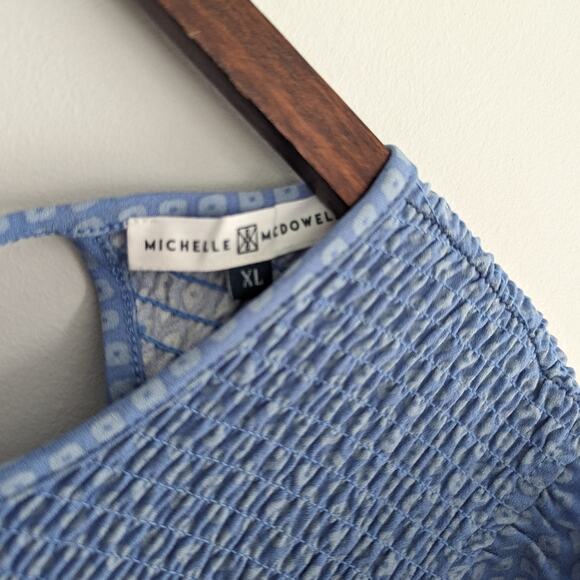 Michelle Mcdowell Zoey Jumpsuit Secret Hideaway Cornflower XL Smocked Front - Picture 5 of 12